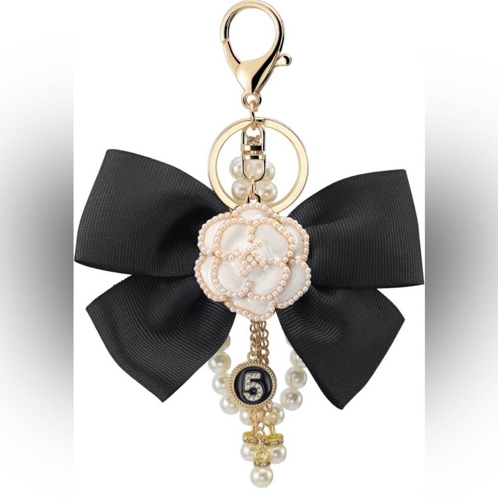 Stylish Bow Camellia Bag Charm or Keychain